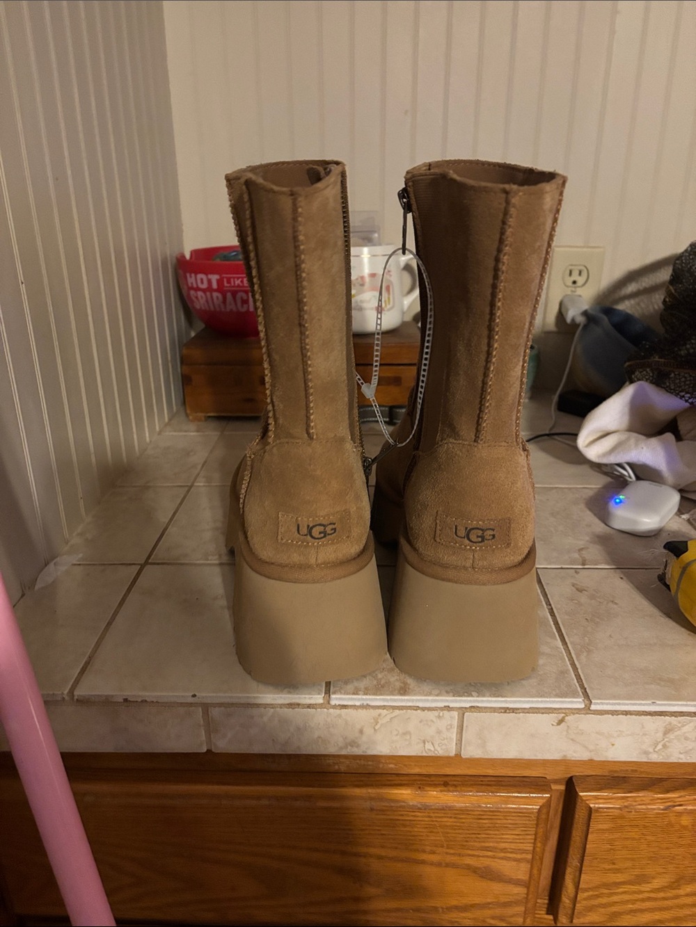 UGG Women's Chestnut Suede Platform Mid-Calf Boots